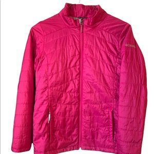 Columbia Hot Pink Omni heat puffer jacket child’s size large